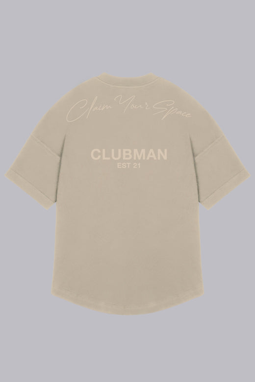 Mens Clubman 'Signature Dash' T-shirt / Mushroom