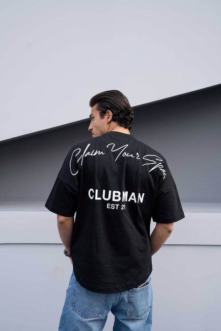 Mens Clubman 'Signature Dash' T-shirt / BLACK